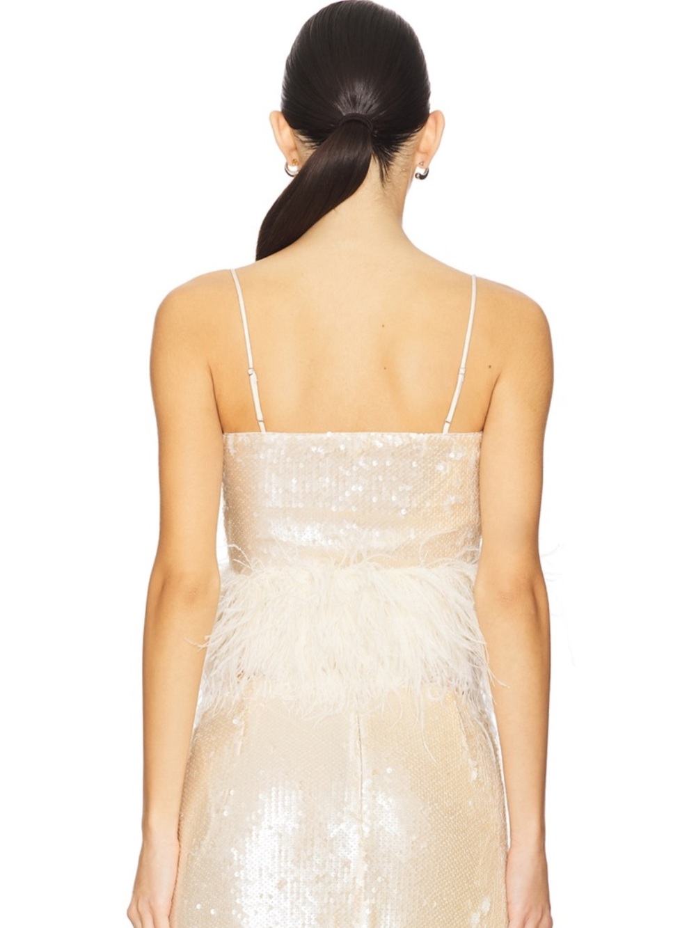 L'Academie Champagne Sequin Feather Cami - Picture 2 of 6